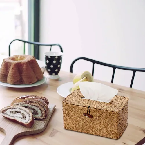 Vista 6 de Sumnacon Funda de Caja de Paños Grande Rectangular Caja de Paños de Seagrass Soporte de Caja de Paños Tejido Soporte de Paños Decorativo Funda