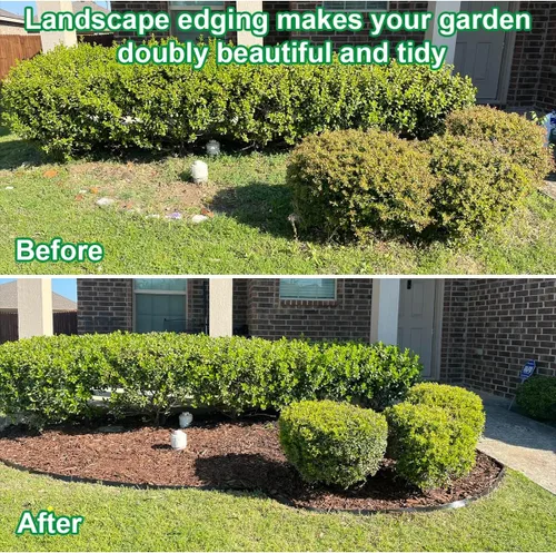 Vista 5 de Bordes de jardín de 1.5 pulgadas x 98 pies, bordes de paisaje negro con 150 estacas de plástico, valla flexible de bricolaje para paisajismo, cama