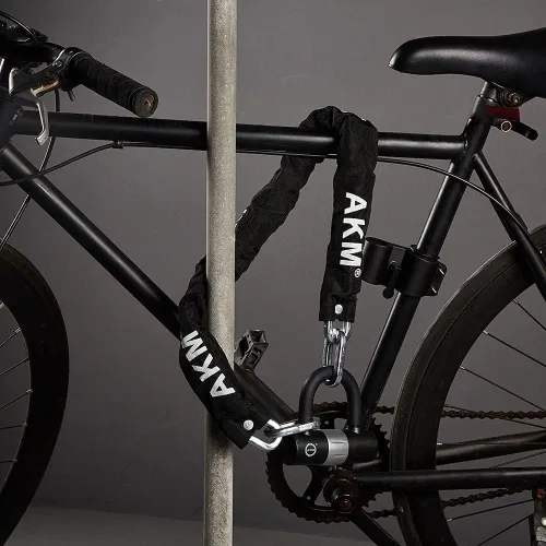 Vista 8 de Candado antirrobo AKM para bicicleta de 3 pies/90 cm de largo, candado de cadena resistente de 10 mm de espesor con 4 llaves, seguridad de 16 mm