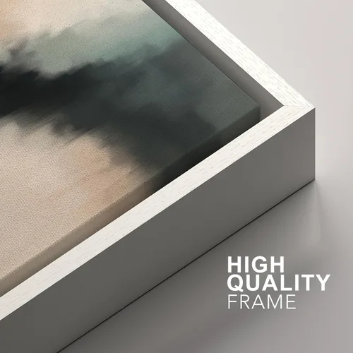 Vista 352 de SIGNFORD - Set de obras de arte en lienzo enmarcado para pared, ilustraciones abstractas de neblina del desierto en tonos neutros beige y marrón