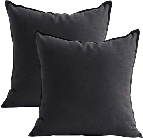 Vista 13 de Jeanerlor Funda de almohada decorativa de lino y algodón sólido de 18 x 18 pulgadas con cremallera, funda de cojín europea, funda de almohada