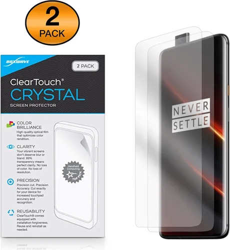 Vista 2 de BoxWave Protector de pantalla compatible con OnePlus 7T Pro McLaren Edition – ClearTouch Crystal (paquete de 2), película HD – Protege de arañazos