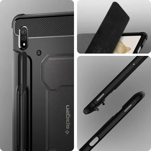 Vista 3 de Spigen Funda Rugged Armor para Galaxy Tab S8 (2022) / Tab S7 (2020) con soporte para bolígrafo S integrado, color negro