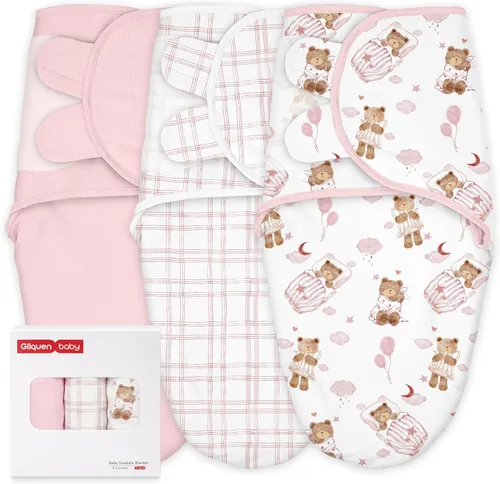 Vista 15 de GLLQUEN BABY Sacos de Dormir Envolventes Orgánicos para Recién Nacidos - Envolturas para Bebés de 0-3 Meses, Paquete de 3 Sacos Envolventes