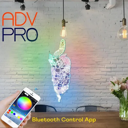 Vista 2 de ADVPRO Flor con tatuaje de serpiente RGB Dynamic Glam LED Sign - Forma de corte a borde - Decoración de pared 3D inteligente - Iluminación dinámica