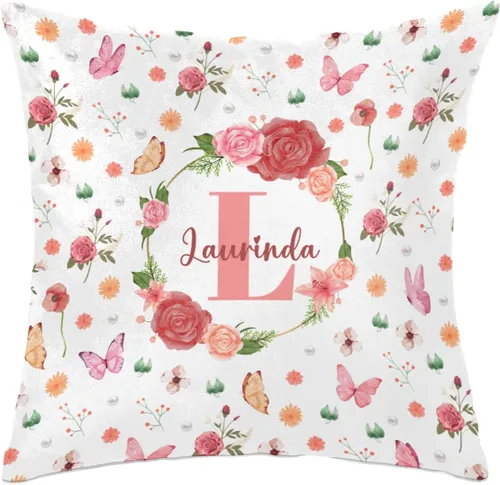 Vista 18 de Funda de almohada con nombre, funda de almohada personalizada con flores, funda de almohada cuadrada, regalos de cumpleaños para mamá, sofá, cama