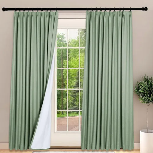 Vista 25 de Frelement Cortinas 100% opacas con forro térmico, cortinas de lino para decoración de Navidad, cortinas plisadas con aislamiento térmico