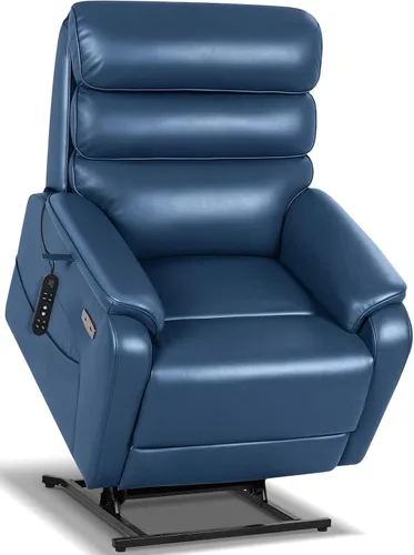 Vista 21 de EONIX Silla Reclinable Eléctrica de Doble Motor Completamente Reclinable para Ancianos, Sillas Elevadoras Eléctricas de Cuero Sintético para Negro