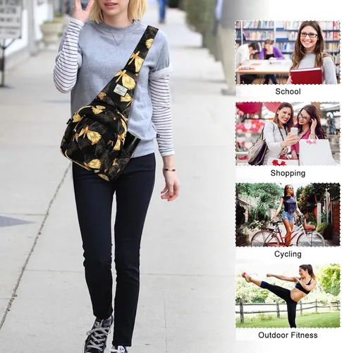 Vista 2 de Kamo Bolso bandolera para mujer, bolso cruzado casual, mochila cruzada floral, mochila cruzada de viaje, bolsa de hombro para senderismo