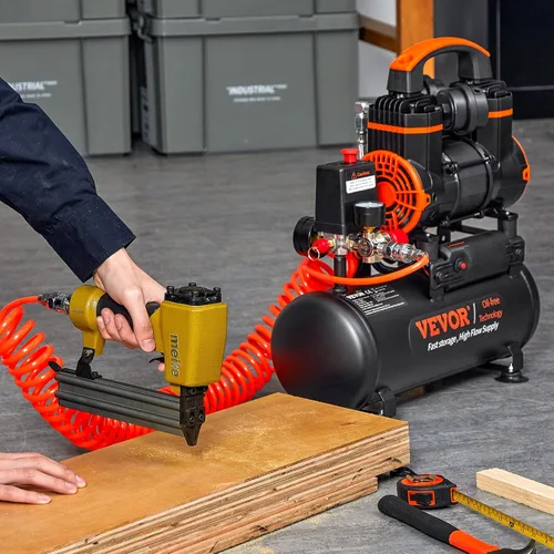 Vista 8 de VEVOR Compresor de aire de 2.1 galones, compresores de aire de 1.2HP 2.2 CFM@90PSI con presión máxima de 116PSI, tanque de compresor sin aceite