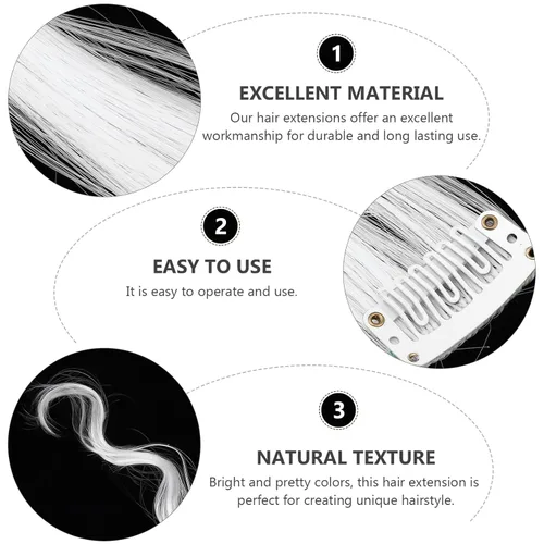 Vista 8 de FOMIYES Extensiones de cabello blanco de 19.7 pulgadas, rizado y ondulado, extensiones de cabello con clips para fiestas, para niños, niñas
