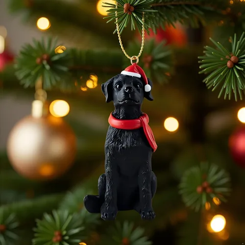 Vista 2 de Figurino de Adorno Colgante de Árbol de Navidad de Labrador Negro - Adorno de Labrador Negro, Adornos de Perro para Vacaciones, Relleno de Calcetas