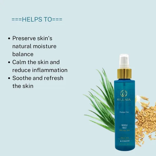 Vista 3 de Hylunia Neroli Mist - Spray hidratante instantáneo - Plata coloidal y aloe vera - para una piel más joven y fresca - todo tónico natural