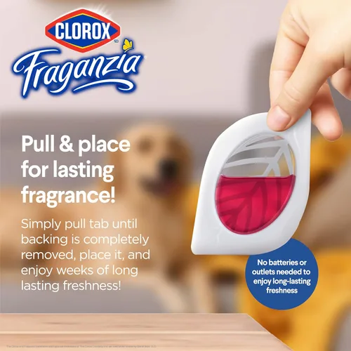Vista 3 de Clorox Fraganzia - Ambientador para habitaciones pequeñas, manzana y canela, despegar y colocar, sin enchufe, sin batería, para armarios