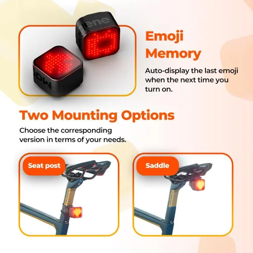 Vista 9 de Magene L308 Luz trasera inteligente para bicicleta, altamente personalizable, luz trasera de bicicleta ligera Bluetooth sin cable de carga, 96 luces