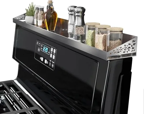 Vista 7 de STUTOV Estante superior magnético para estufa de 30 pulgadas, estante de especias negro y organizador de condimentos, estante de cocina magnético