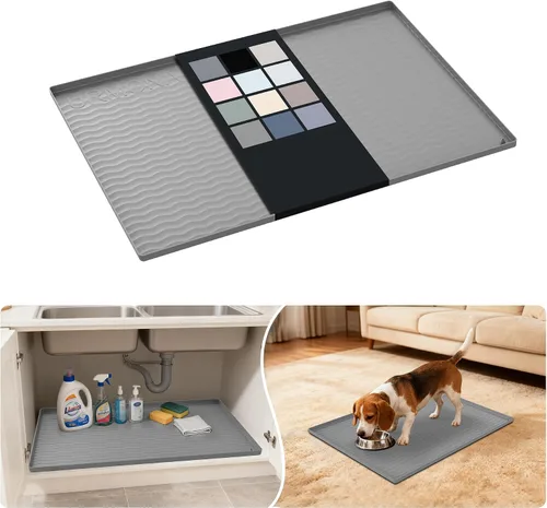 Vista 12 de URMONA - Tapete de silicona impermeable para debajo del fregadero, 16 x 10 Beige