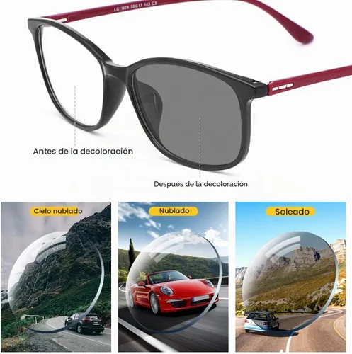 Vista 2 de MIRYEA Gafas de sol fotocrómicas antideslumbrantes fotocromáticas con bloqueo de luz azul para computadora 11679-negro - pata granate