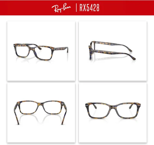 Vista 3 de Ray-Ban RX5428 - Lentes cuadrados para hombre y mujer + paquete con kit de gafas de diseñador iWear