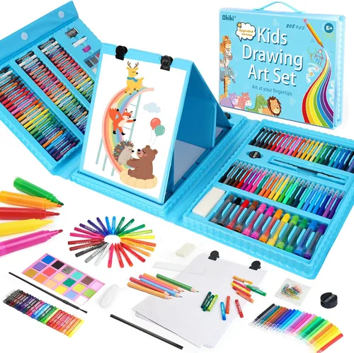 Vista 12 de Suministros de Arte, Set de Arte de 297 Piezas Kit de Dibujo para Niñas Niños Artistas, Caja de Regalo de Arte de Lujo con Caballete Plegable