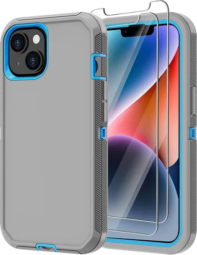 Vista 11 de Funda para iPhone 14 con 2 protectores de pantalla, resistente a los golpes, a prueba de caídas, a prueba de polvo, cuerpo completo, resistente