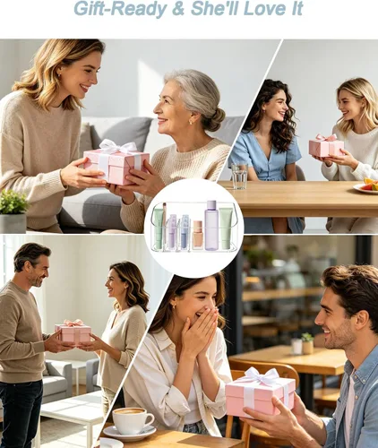 Vista 6 de SUNFICON Bandeja Soporte Organizador de Maquillaje Estuche Expositor de Cosméticos de Mesa Escritorio Tocador Encimera Baño Pared Gabinete Caja