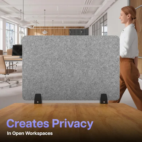 Vista 7 de ReFocus - Divisor acústico de escritorio sin procesar, panel de privacidad PET que reduce el ruido para oficinas, división de escritorio con Gris