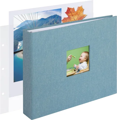 Vista 21 de 1DOT2 8x8 DIY pequeño álbum de recortes con 3 anillas, álbum de fotos con diario, con 30 fundas de plástico, 60 páginas y cubierta de tela