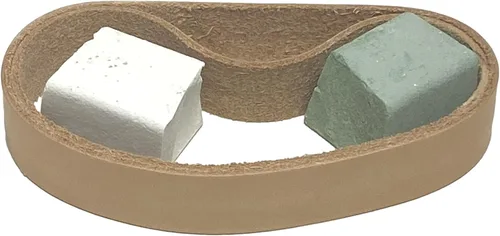 Vista 4 de Leatherbeltman - Paquete de 2 cinturones de cuero para afilar y pulir de 3/4" x 12". Se adapta a Ken Onion Work Sharp - Incluye compuestos blancos