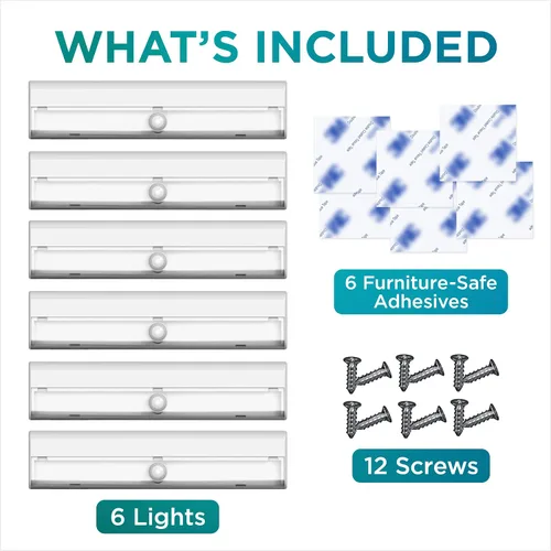 Vista 2 de Brilliant Evolution Luces de escalera LED inalámbricas 6 unidades - Luz LED con sensor de movimiento - Luces de armario operadas por batería - Luz