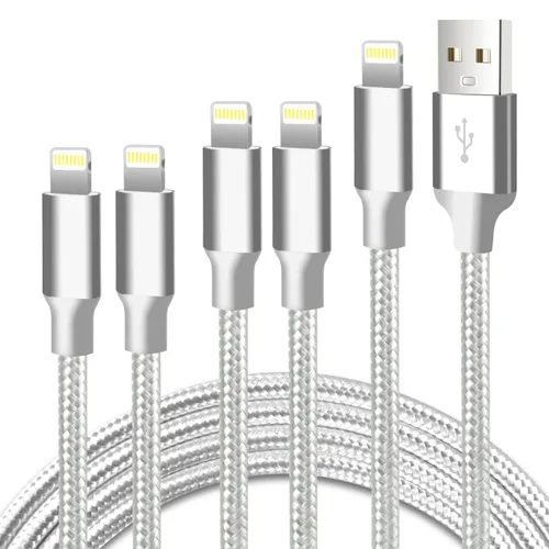 Vista 14 de Cable USB a Lightning, paquete de 5 cables de carga rápida para iPhone Negro
