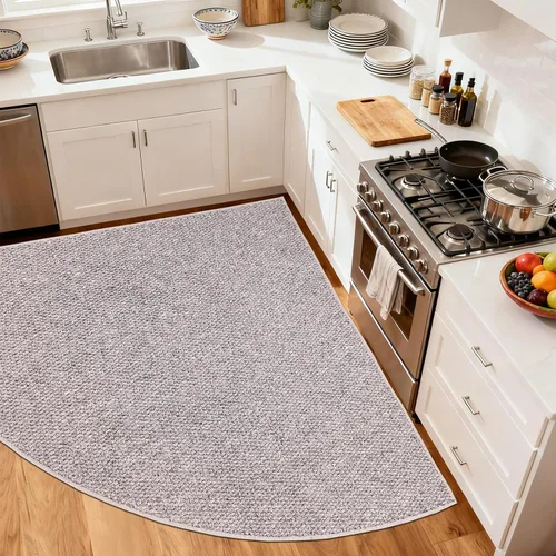 Vista 4 de Alfombra esquinera de cocina antideslizante, lavable, tapete circular de cocina para piso, alfombra de esquina para cocina, fregadero, lavandería