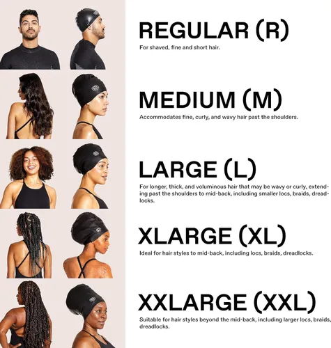 Vista 2 de SOUL CAP – Gorra de natación grande para cabello largo – diseñada para cabello largo, rastas, cabello ondulado, extensiones de cabello, trenzas