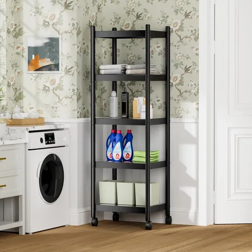Vista 6 de VETALLO Estantes de metal de 5 niveles, estantes para cocina, estante de almacenamiento para cocina, garaje, despensa, organizador de armario
