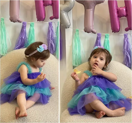 Vista 2 de Vestido tutú de tul para niña vestido de tutú sin mangas vestido de princesa con diadema de flores