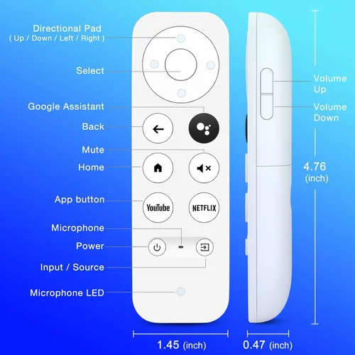 Vista 7 de para Reemplazo de Mando a Distancia Google Chromecast, Compatible con Chromecast Google TV y Streaming (Solo para Equipo Blanco)