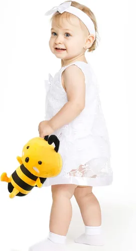 Vista 3 de Paquete de 8 juguetes de peluche de abeja de 8 pulgadas, lindos abejorros de peluche realista suave para baby shower, tema de animales, Navidad