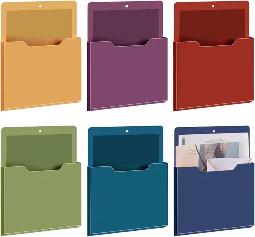 Vista 37 de Fuutreo Organizador magnético de archivos de pared, 6 unidades, soporte magnético para archivos de pared, frigorífico, revistas, papel para cartas