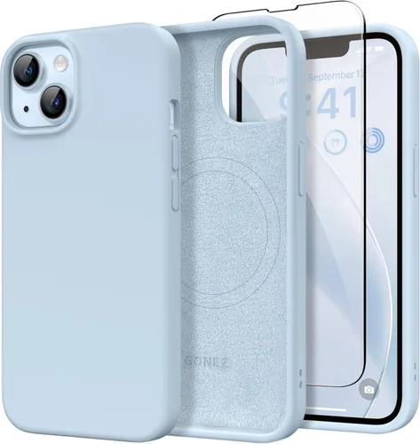 Vista 44 de GONEZ Funda magnética para iPhone 14, compatible con Magsafe, con protector de pantalla + protector de cámara, forro de microfibra antiarañazos