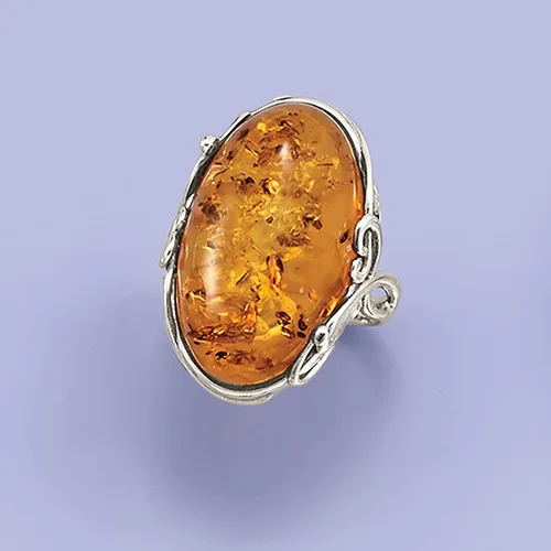 Vista 5 de Ross-Simons Orange Amber Ring in Sterling Silver