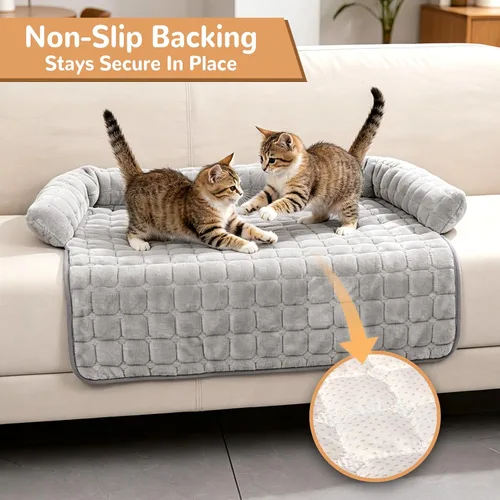 Vista 3 de YooxArmor Sofá cama de felpa para perro, lavable y extraíble para mascotas, con borde elevado y parte inferior antideslizante, protector de muebles