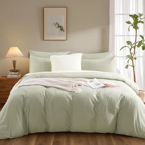 Vista 363 de NEXHOME PRO Funda de edredón Twin XL 100% algodón lavado, transpirable, duradera, texturizada, similar al lino, juego de ropa de cama para el hogar