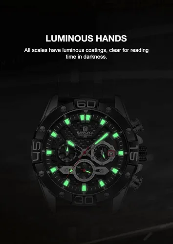 Vista 8 de Naviforce hombres militares deportes relojes moda silicona correa reloj lujo impermeable luminoso cronógrafo cuarzo reloj hombre