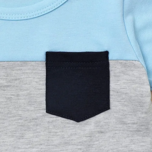 Vista 43 de Ropa para bebé niño pequeño, trajes de verano de manga corta, camiseta de retazos y pantalón con bolsillo, conjunto de 2 piezas, 12 meses a 4 años