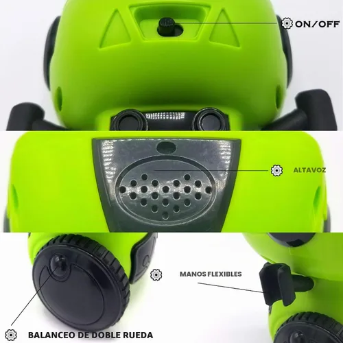 Vista 5 de JabberBot - Robot RC inteligente multifuncional para niños. Robot de control remoto que puede moverse, hacer divertidos efectos de sonido/voz