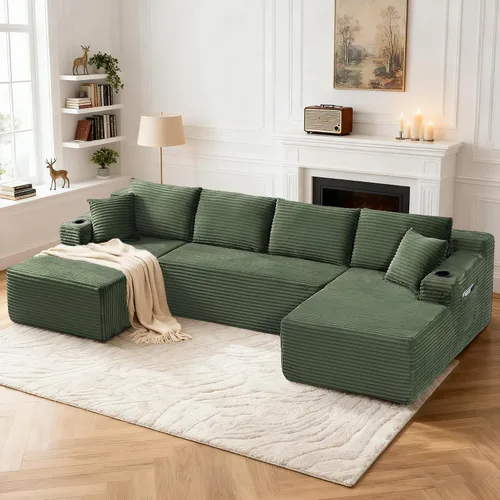 Vista 12 de Tmsan Sofá de 3 plazas sin hueso de 80.7 pulgadas para sala de estar con portavasos y asiento profundo de 26 pulgadas, bolsillos laterales, sofá