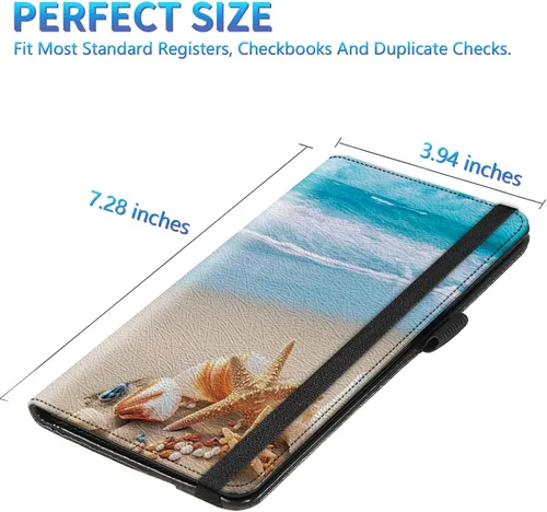 Vista 109 de Funda para chequera para hombres y mujeres, cartera de cuero RFID con ranuras para tarjetas de crédito, soporte de cheques duplicados personales
