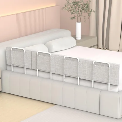 Vista 9 de Protectores de riel de cama para niños pequeños, rieles de cama ajustables con seguridad, rieles laterales de cama para cama individual, Gris