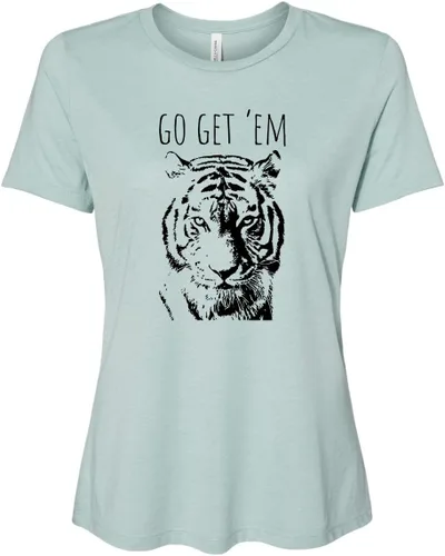 Vista 15 de Cute Women's Screen Printed Crew Neck Tee, Shirts With Sayings, Dusty Blue or Olive