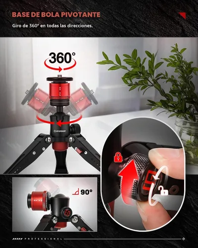 Vista 4 de IFOOTAGE Cobra 3 Base Aluminio Mini Trípode de Escritorio para Cámara Trípode pequeño de mesa con tornillos de 1/4" y 3/8" compatible con cámaras